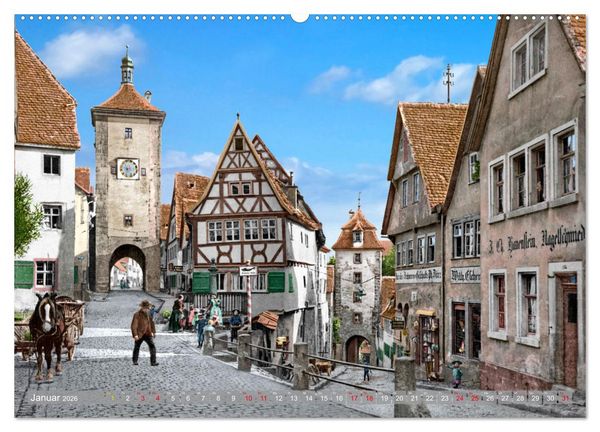 Produktbild: Rothenburg ob der Tauber um das Jahr 1900 &ndash; Fotos neu koloriert (hochwertiger Premium Wandkalender 2026 DIN A2 quer), Kunstdruck in Hochglanz