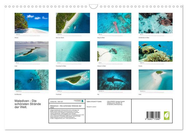 Produktbild: Malediven - Die sch&ouml;nsten Str&auml;nde der Welt. (Wandkalender 2026 DIN A3 quer), CALVENDO Monatskalender