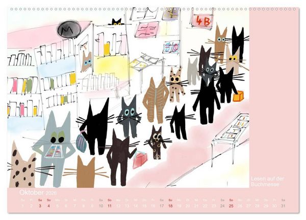 Produktbild: Frau Kami Katze entdeckt Frankfurt am Main (Wandkalender 2026 DIN A2 quer), CALVENDO Monatskalender