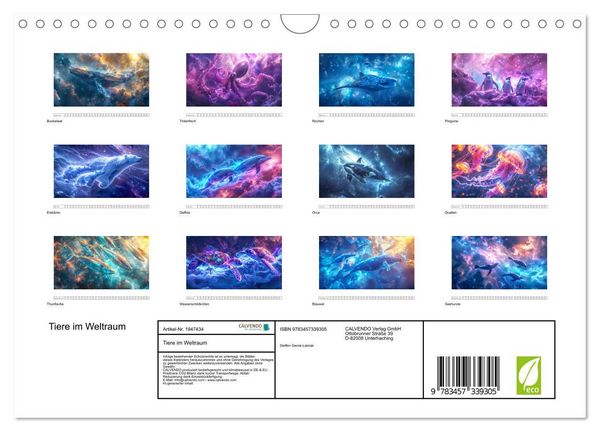 Produktbild: Tiere im Weltraum (Wandkalender 2026 DIN A4 quer), CALVENDO Monatskalender