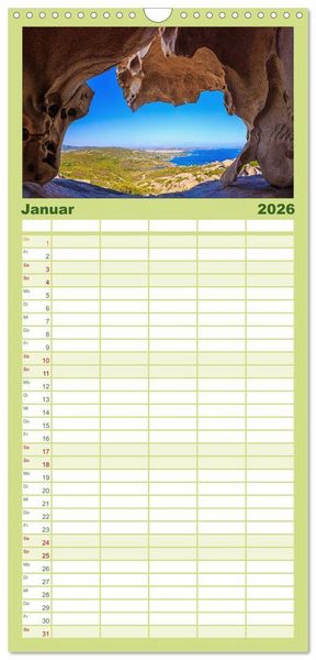 Produktbild: Familienplaner 2026 - Sardinien - Traumstr&auml;nde am Mittelmeer mit 5 Spalten (Wandkalender, 21 x 45 cm) CALVENDO