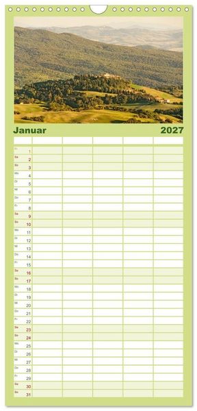Produktbild: Familienplaner 2027 - Toskana. Livorno - Volterra - Piombino mit 5 Spalten (Wandkalender, 21 x 45 cm) CALVENDO