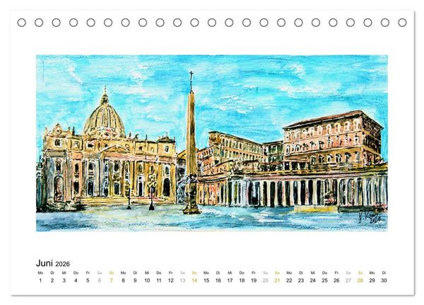 Produktbild: ROM In stillen Aquarellen (Tischkalender 2026 DIN A5 quer), CALVENDO Monatskalender