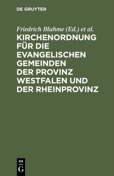 Produktbild: Kirchenordnung f&uuml;r die evangelischen Gemeinden der Provinz Westfalen und der Rheinprovinz