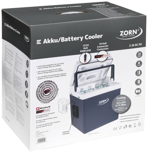 Produktbild: ZORN Z 26 DC PX 12/24V Akku-K&uuml;hlbox Thermoelektrisch 12 V, 18 V, 24 V Grau 25 l K&uuml;hlfunktion: Delta T: bis zu 17&deg;C unter Umgebungstemperatur
