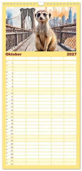 Produktbild: Familienplaner 2027 - Erdm&auml;nnchen in New York City mit 5 Spalten (Wandkalender, 21 x 45 cm) CALVENDO