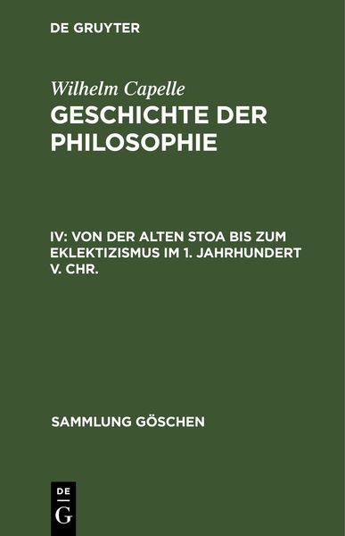 Produktbild: Von der Alten Stoa bis zum Eklektizismus im 1. Jahrhundert v. Chr.