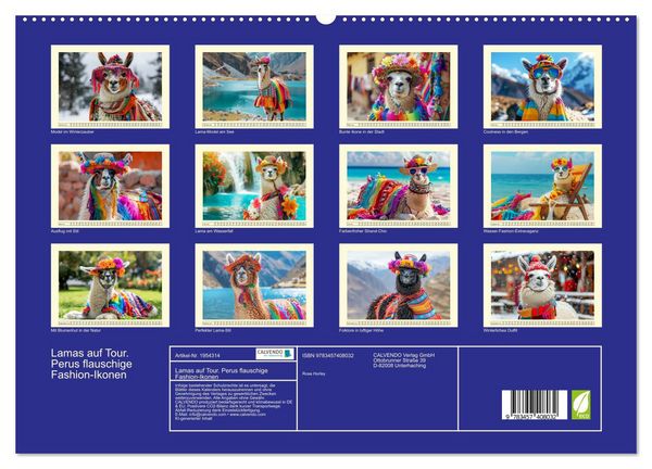 Produktbild: Lamas auf Tour. Perus flauschige Fashion-Ikonen (hochwertiger Premium Wandkalender 2026 DIN A2 quer), Kunstdruck in Hochglanz
