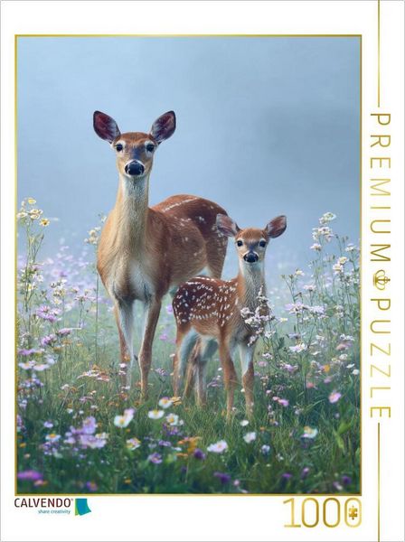Produktbild: CALVENDO Puzzle Zart wie der Morgenwind, das Rehkitz tanzt durch den Juni | 1000 Teile Lege-Gr&ouml;&szlig;e 64x48cm Foto-Puzzle f&uuml;r gl&uuml;ckliche Stunden
