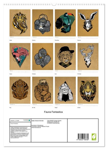 Produktbild: Fauna Fantastica (hochwertiger Premium Wandkalender 2026 DIN A2 hoch), Kunstdruck in Hochglanz