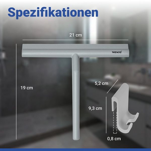 Produktbild: Duschabzieher Mod. Mola Grau, aus Edelstahl, ummantelt mit Silikon