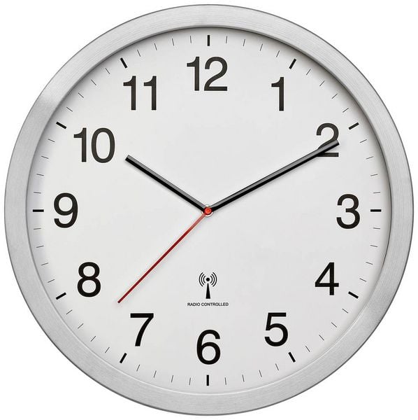 Produktbild: TFA Dostmann 60.3545.02 Funk Wanduhr 40 mm x 5 mm x 40 mm Silber Gro&szlig;es Display