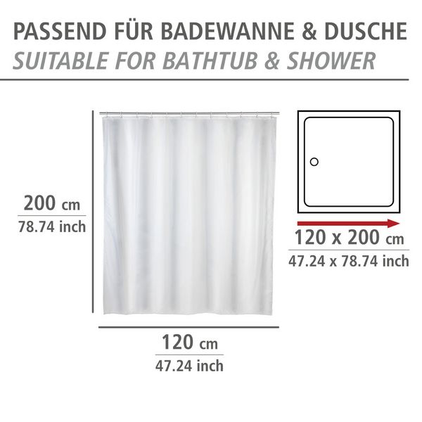 Produktbild: Anti-Schimmel Duschvorhang Uni White, Textil (Polyester), 120 x 200 cm, waschbar