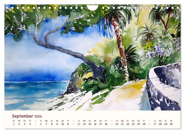 Produktbild: Lanzarote und Teneriffa - Aquarelle (Wandkalender 2026 DIN A4 quer), CALVENDO Monatskalender