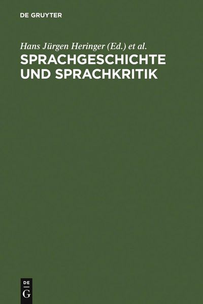 Produktbild: Sprachgeschichte und Sprachkritik