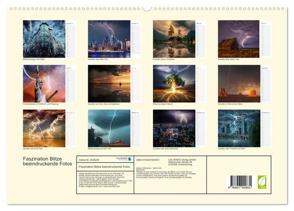 Produktbild: Faszination Blitze beeindruckende Fotos (Wandkalender 2026 DIN A2 quer), CALVENDO Monatskalender