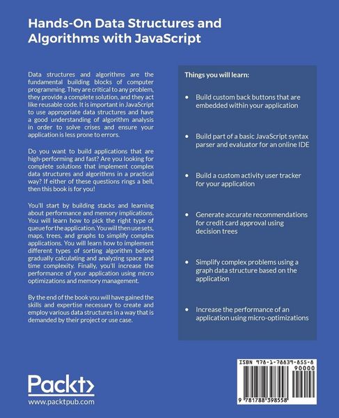 Produktbild: Hands-On Data Structures and Algorithms with JavaScript