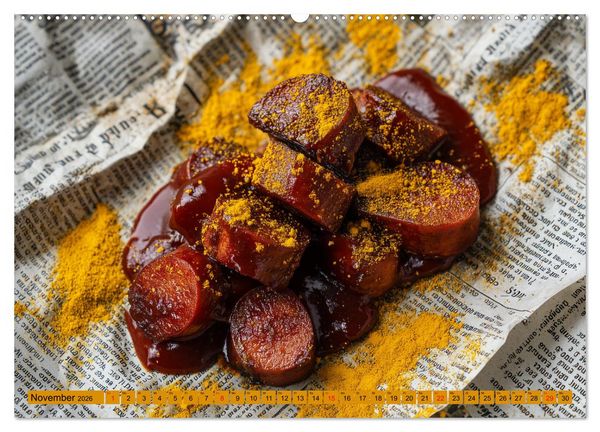 Produktbild: Currywurst Kalender - Das Berliner Kultgericht f&uuml;r Fleischliebhaber (Wandkalender 2026 DIN A2 quer), CALVENDO Monatskalender