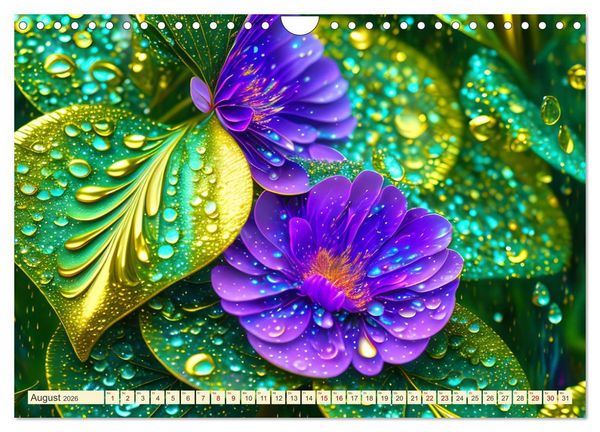 Produktbild: Lieblingsblumen mit goldenen Akzenten (Wandkalender 2026 DIN A4 quer), CALVENDO Monatskalender