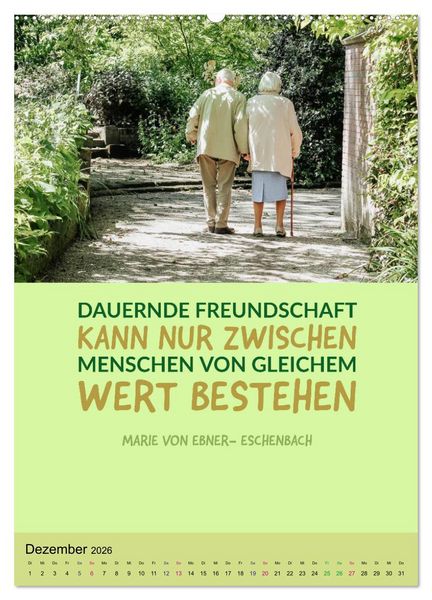 Produktbild: Freundschaft Weisheiten und Zitate (hochwertiger Premium Wandkalender 2026 DIN A2 hoch), Kunstdruck in Hochglanz