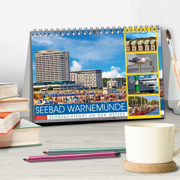 Produktbild: Seebad Warnem&uuml;nde - Sehnsuchtsort an der Ostsee (Tischkalender 2026 DIN A5 quer), CALVENDO Monatskalender