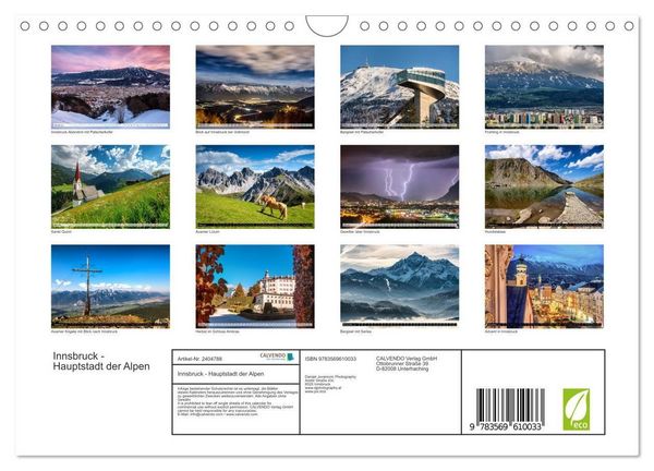 Produktbild: Innsbruck - Hauptstadt der Alpen (Wandkalender 2027 DIN A4 quer), CALVENDO Monatskalender