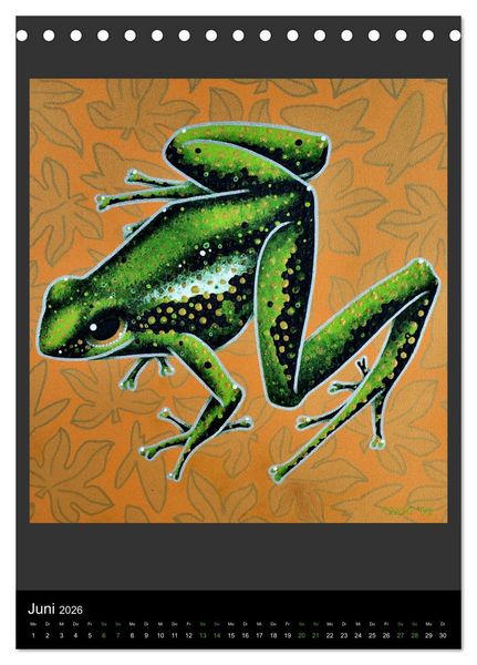 Produktbild: Acrylic paintings - Pfeilgiftfr&ouml;sche und Cham&auml;leons (Tischkalender 2026 DIN A5 hoch), CALVENDO Monatskalender