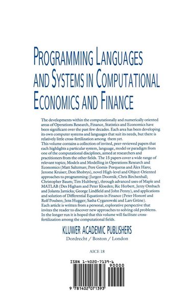 Produktbild: Programming Languages and Systems in Computational Economics and Finance