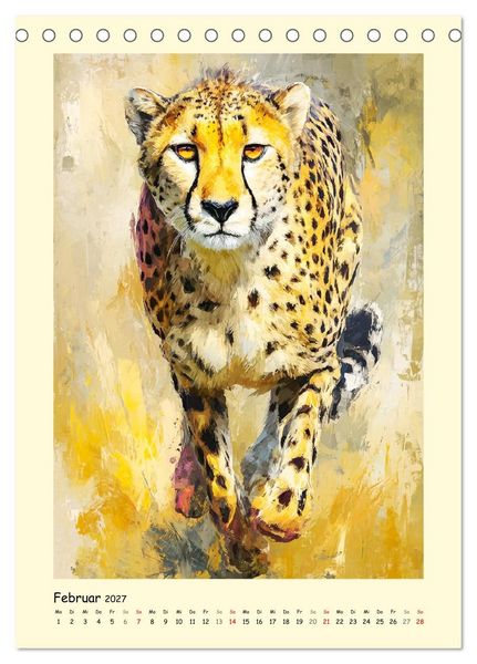 Produktbild: Raubkatzen. Moderne Paintings wilder Eleganz (Tischkalender 2027 DIN A5 hoch), CALVENDO Monatskalender