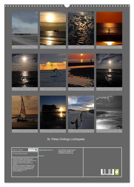 Produktbild: St. Peter-Ordings Lichtspiele (Wandkalender 2026 DIN A2 hoch), CALVENDO Monatskalender