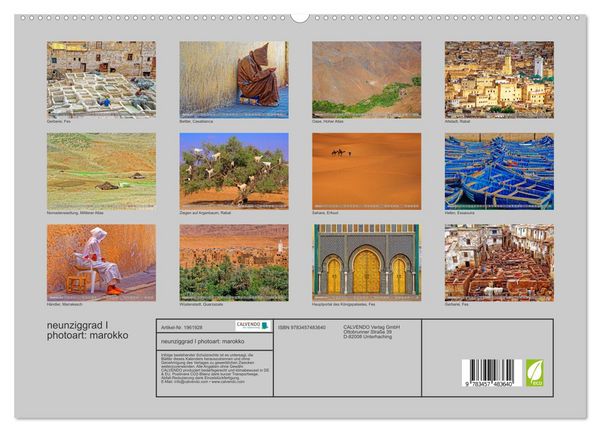Produktbild: neunziggrad I photoart: marokko (hochwertiger Premium Wandkalender 2026 DIN A2 quer), Kunstdruck in Hochglanz