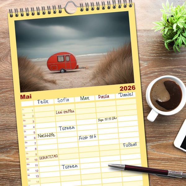 Produktbild: Familienplaner 2026 - Caravanesque mit 5 Spalten (Wandkalender, 21 x 45 cm) CALVENDO