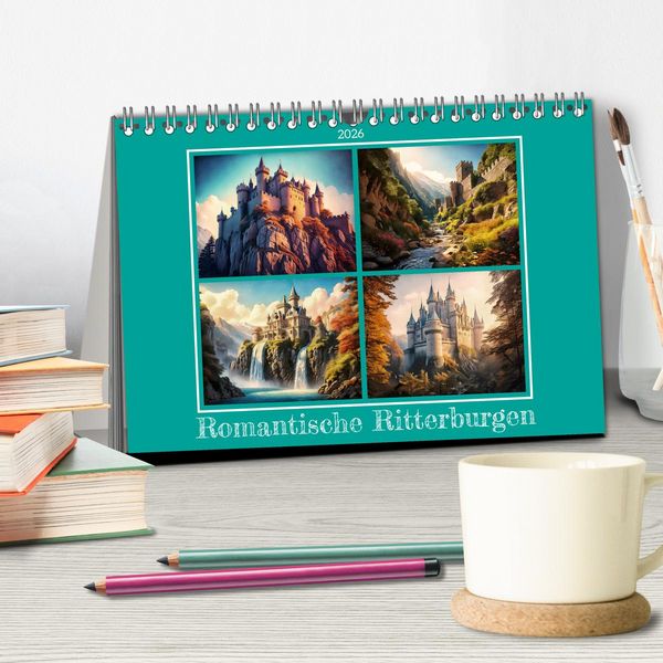 Produktbild: Romantische Ritterburgen (Tischkalender 2026 DIN A5 quer), CALVENDO Monatskalender