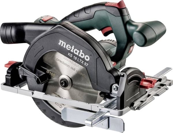 Metabo KS 18 LTX 57 Akku-Handkreissäge Schnitttiefe max. (90°) 57 mm ohne Akku, ohne Ladegerät, inkl. Koffer, inkl. Para