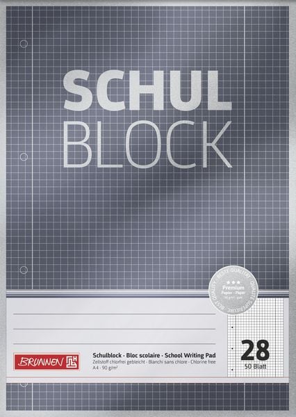 Produktbild: Brunnen Schulblock Premium A4 Lineatur 28 grau