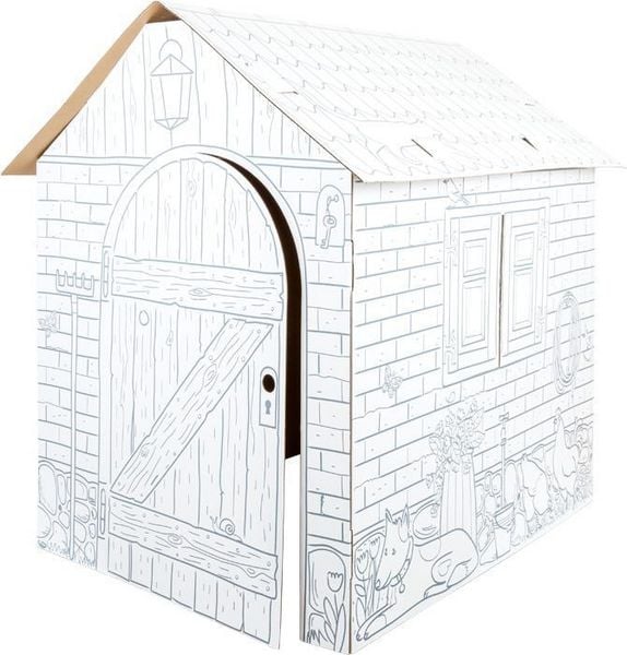 Produktbild: Small foot 10015 - Spielhaus H&auml;uschen aus Bastelkarton zum Bemalen, Pappe, H&ouml;he 88cm, creative&fun