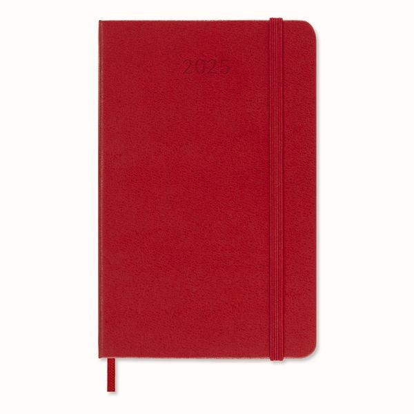 Moleskine 12 Monate Wochen Notizkalender 2025, Pocket/A6, Fester Einband, Scharlachrot