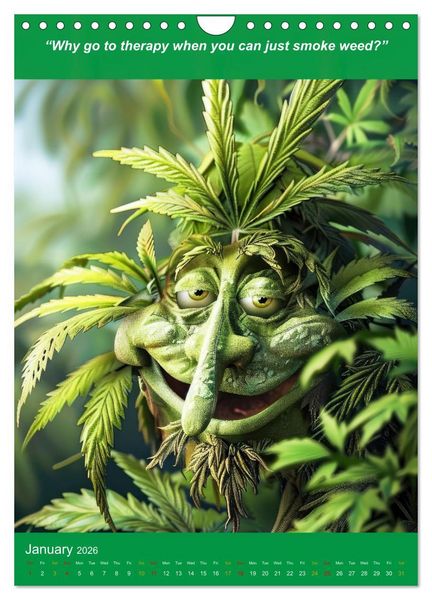 Produktbild: The funniest cannabis pictures and slogans (Wall Calendar 2026 DIN A4 portrait), CALVENDO 12 Month Wall Calendar