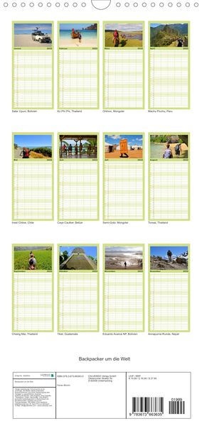 Produktbild: Familienplaner Backpacker um die Welt (Wandkalender 2022 , 21 cm x 45 cm, hoch)