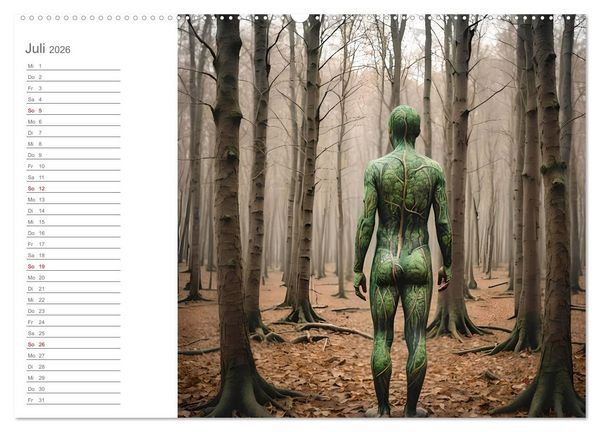 Produktbild: Tarnung und Illusion KI-Kunstvolle Verschmelzung von K&ouml;rper und Umgebung (Wandkalender 2026 DIN A2 quer), CALVENDO Monatskalender