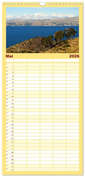 Produktbild: Familienplaner 2026 - Bolivien - Eine Wanderreise mit 5 Spalten (Wandkalender, 21 x 45 cm) CALVENDO