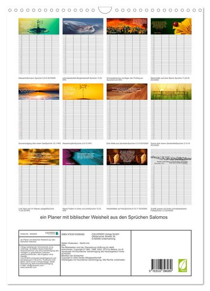 Produktbild: ein Planer mit biblischer Weisheit aus den Spr&uuml;chen Salomos (Wandkalender 2026 DIN A3 hoch), CALVENDO Monatskalender