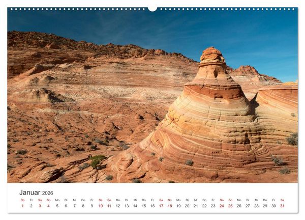 Produktbild: Paria Canyon - The Wave Naturwunder (hochwertiger Premium Wandkalender 2026 DIN A2 quer), Kunstdruck in Hochglanz