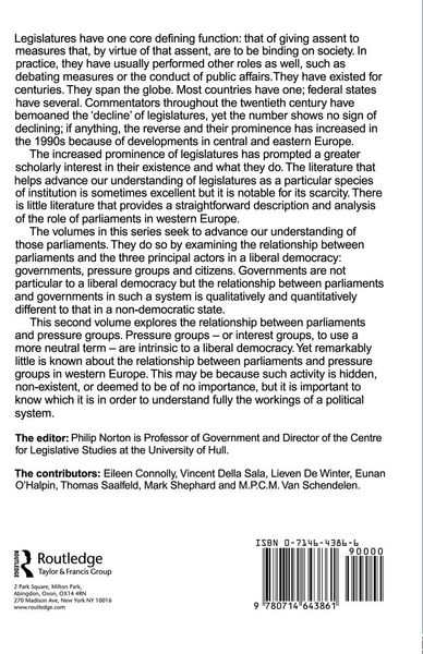 Produktbild: Parliaments and Pressure Groups in Western Europe