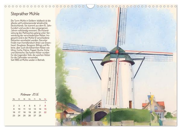 Produktbild: Deutschlands sch&ouml;nste Windm&uuml;hlen (Wandkalender 2026 DIN A3 quer), CALVENDO Monatskalender