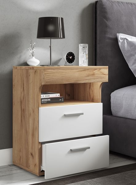 Produktbild: Holz Nachttisch Nachtschrank Schublade Slepal L