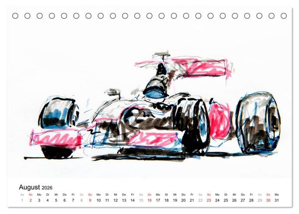 Produktbild: Illustrationen Formel 1 Rennwagen (Tischkalender 2026 DIN A5 quer), CALVENDO Monatskalender
