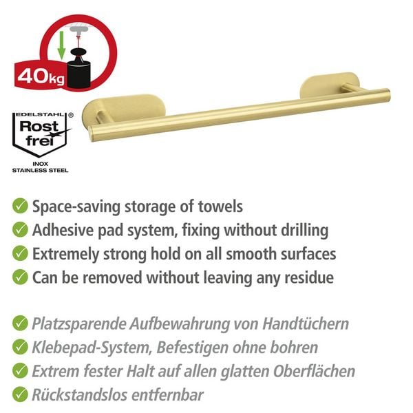 Produktbild: Turbo-Loc&reg; Badetuchstange Mod. Orea Gold, 40 cm, Befestigen ohne bohren