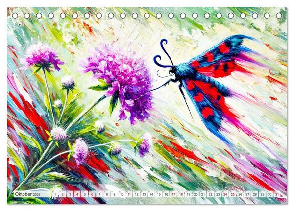 Produktbild: Schmetterlinge und ihre Blumenfreunde in lebhaften Farben (Tischkalender 2026 DIN A5 quer), CALVENDO Monatskalender