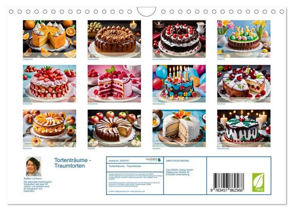 Produktbild: Tortentr&auml;ume - Traumtorten (Wandkalender 2026 DIN A4 quer), CALVENDO Monatskalender